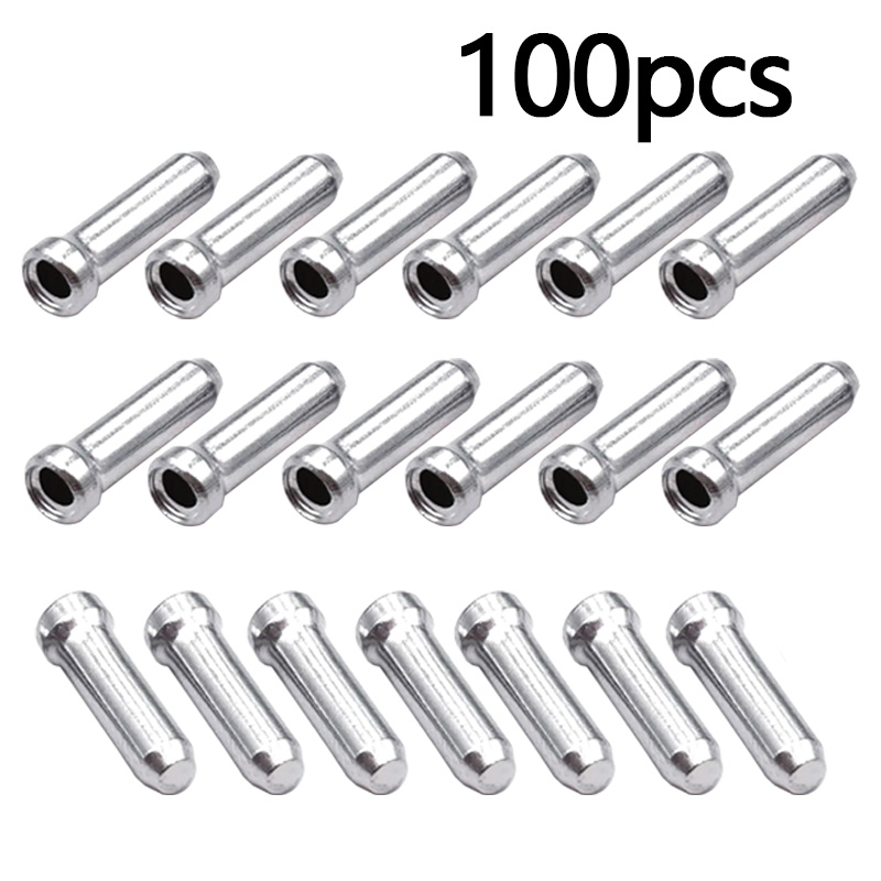 Wire Connector Cap - 100 個自転車ブレーキシフターケーブルヒントアルミブレーキラインディレイラーシフトインナーワイヤーエンドキャップヒント圧着 MTB バイク Accessorie