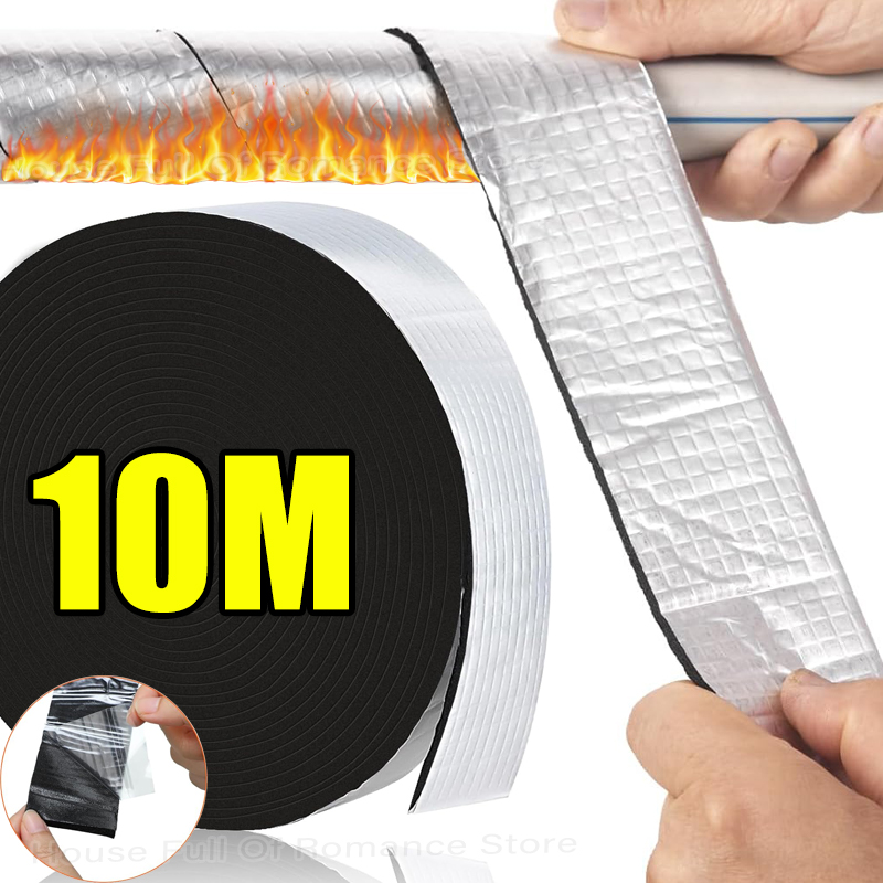 Pipe Insulation Foam - 屋外用フォーム保温パイプテープ 2/10M 冬用パイプライン断熱アルミ箔黒色防火強力テープ防水