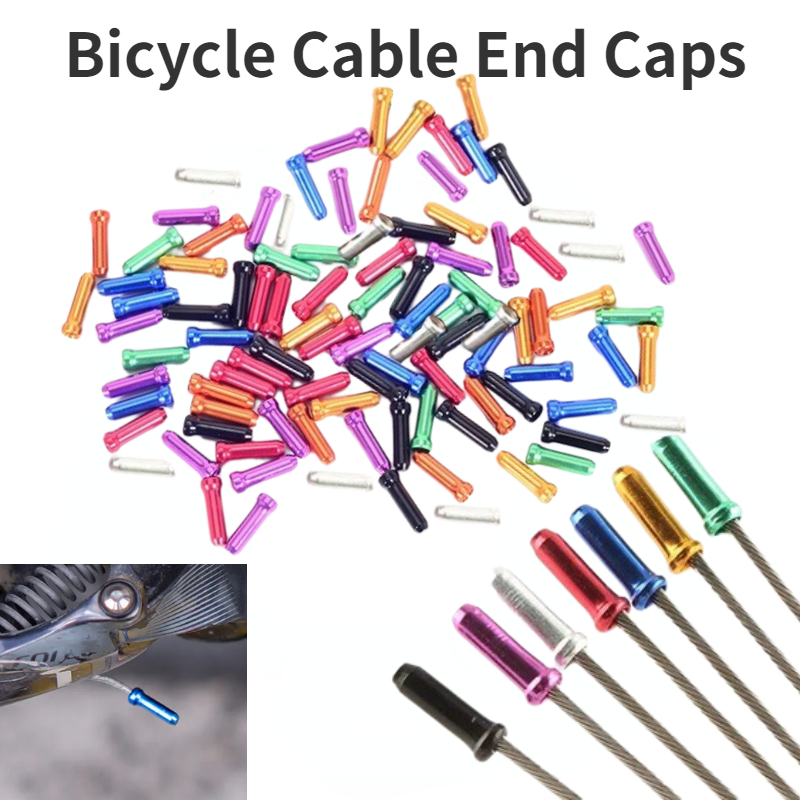 Wire Connector Cap - 50/100 個自転車ケーブルエンドキャップアルミ合金自転車ブレーキシフターケーブルヒントワイヤーエンドキャップ複数の色自転車ラインコアキャップ