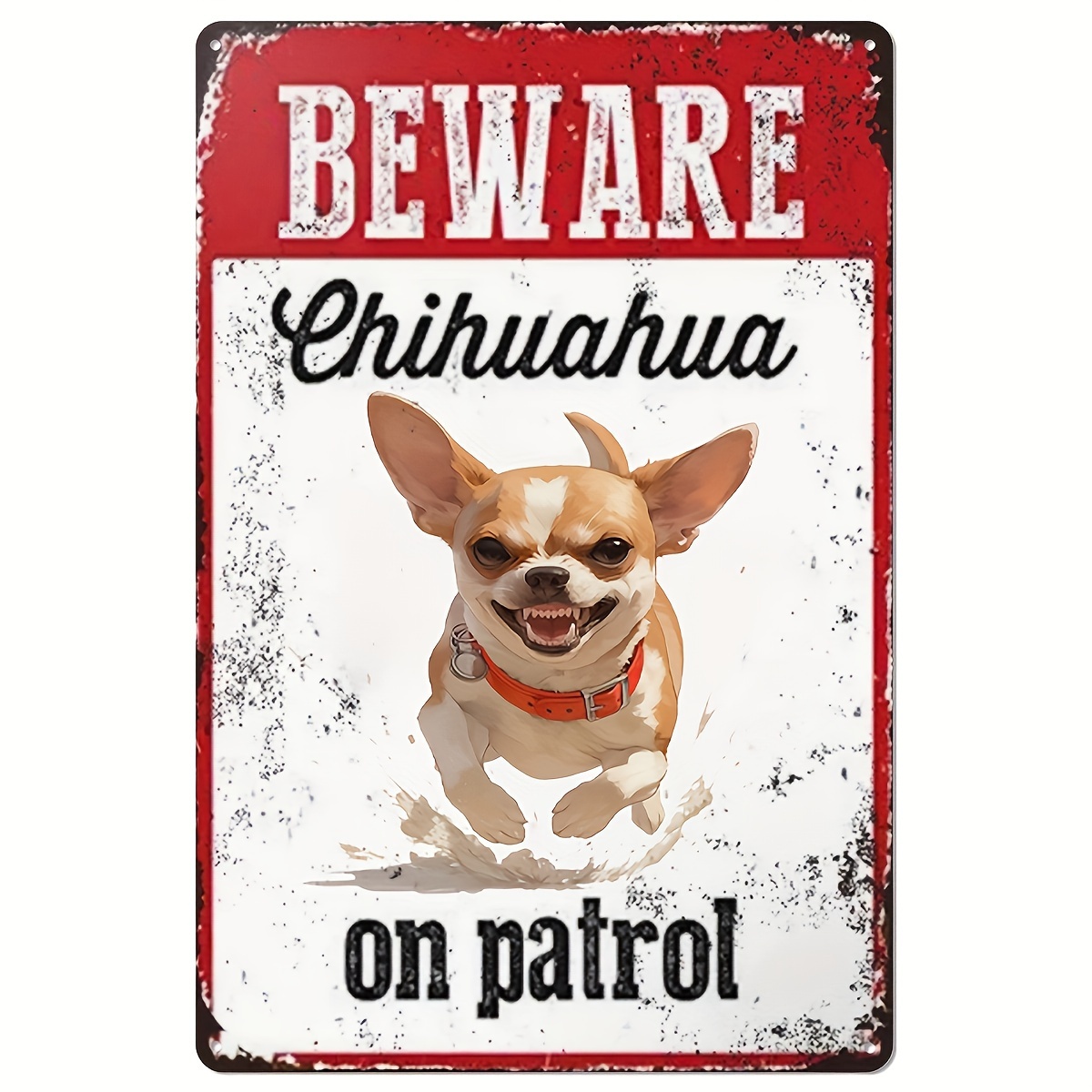 Home Improvement Hardware - チワワの警戒に注意してください メタルサイン - 素朴な鉄製の犬の警告プレート、ホームセキュリティ用、耐候性のある屋外/屋内壁用