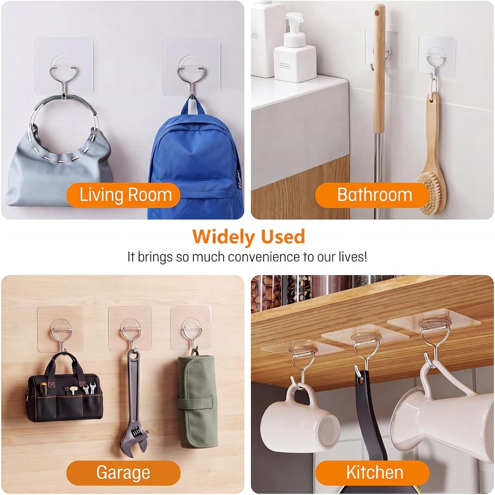 強力粘着ウォールフック 33ポンド耐水防錆透明粘着フック 浴 - Home Improvement In のレビューと価格